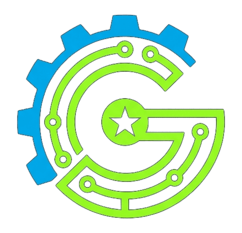 The G-TRAC emblem: a gear and a circuit-board letter G with a star